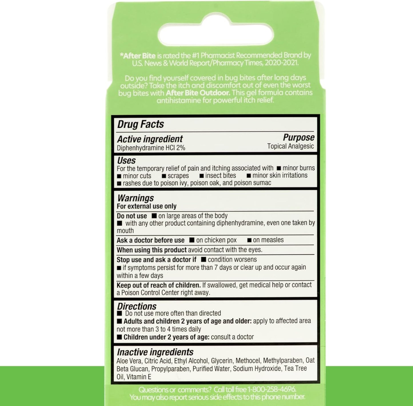 After Bite Outdoor Formula - Itch Relief with Diphenhydramine HCl - Ideal for Mosquito & Fire Ant Bites, Bees & More - Portable Gel Formula - 0.7 oz (4 Pack)