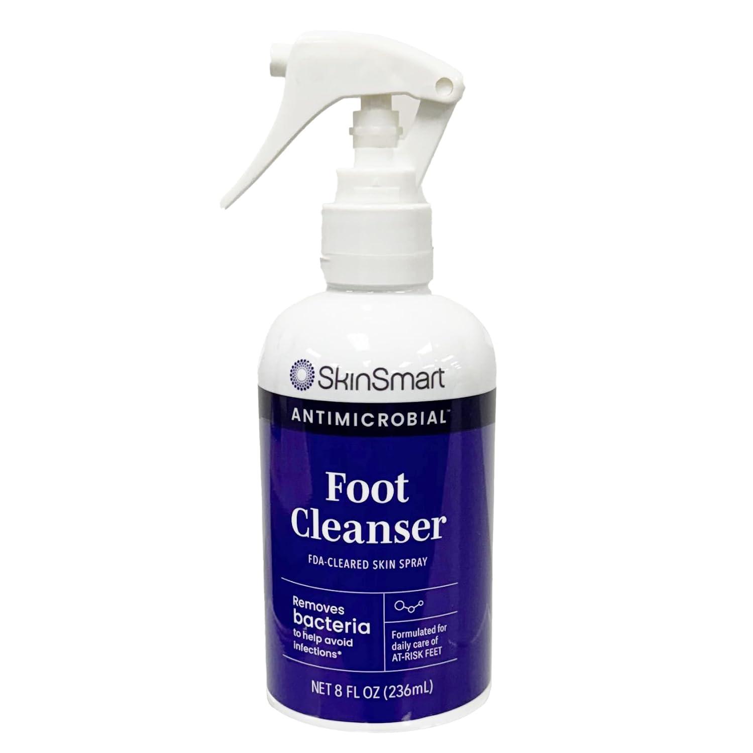 SkinSmart Antimicrobial Foot Cleanser, Foot Cleansing for Advanced Feet-Related Hygiene, Removes Bacteria to Help Avoid Infections, 8 oz Spray