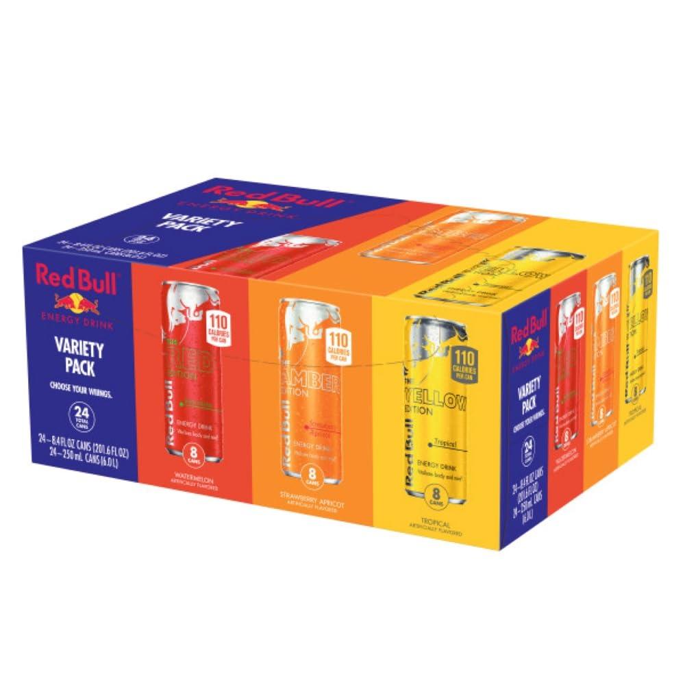 Red Bull Energy Drink Variety Pack, Red Edition, Amber Edition and Yellow Edition Energy Drinks, 8.4 Fl Oz, 24 Cans product photo