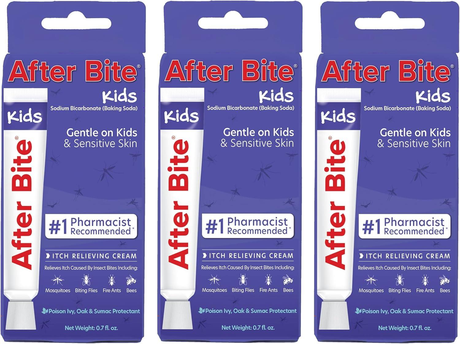 After Bite - Bug Bite Itch Relief for Kids with Sodium Bicarbonate - Ideal for Mosquito Bites, Fire Ant, Bees & More - Portable Cream Formula - 0.7 oz (3 Pack)