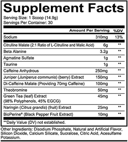 REDCON1 Total War Pre Workout Powder | Tiger's Blood | 320mg Caffeine + Citrulline Malate + Beta Alanine (30 Servings)