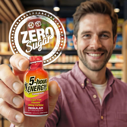5-hour ENERGY POMEGRANATE Flavor, 20 Count, 1.93 Fl Oz Energy Shot, Regular Strength, Amino Acids, B Vitamins, Sugar Free and Zero Calories