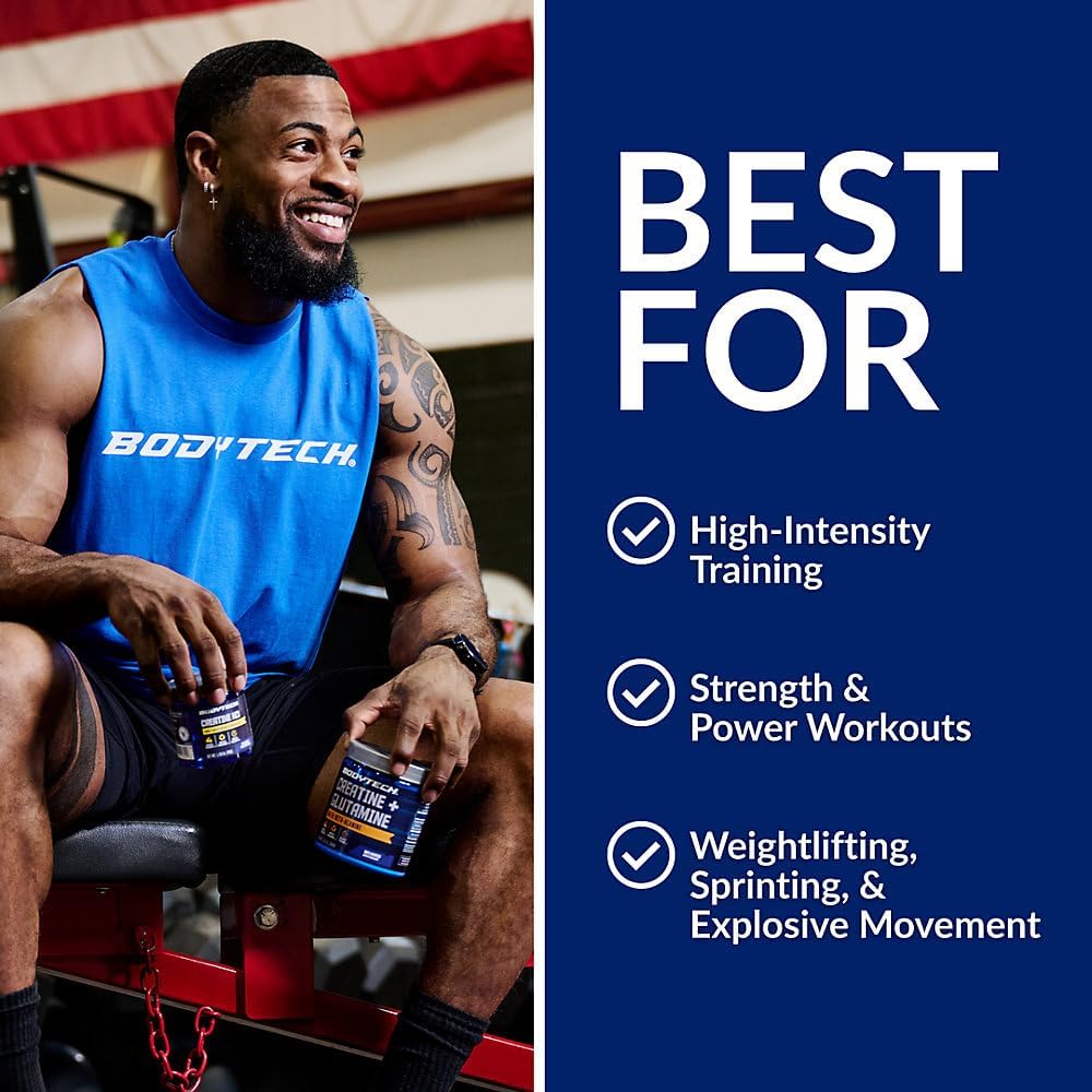 BodyTech Creatine Monohydrate Powder, Unflavored Micronized Creatine Formula for Men and Women, 5g per Serving, Pre Workout & Post Workout Supplement, Gluten Free, Sugar Free, 18 Oz, 102 Servings