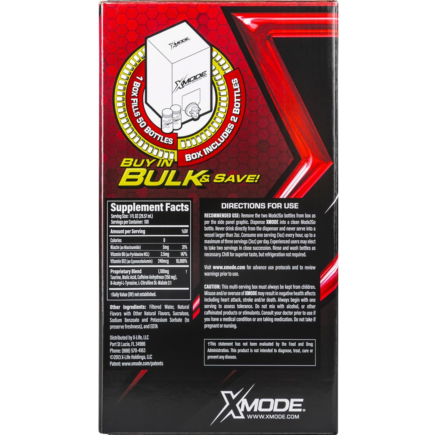 XMODE Extra Strength Energy Shots on Tap – Cherry Bomb Flavor, Sugar Free, 150mg Caffeine per oz, B12, 100 (1oz) Servings, Dispenser with 2 Refillable Bottles