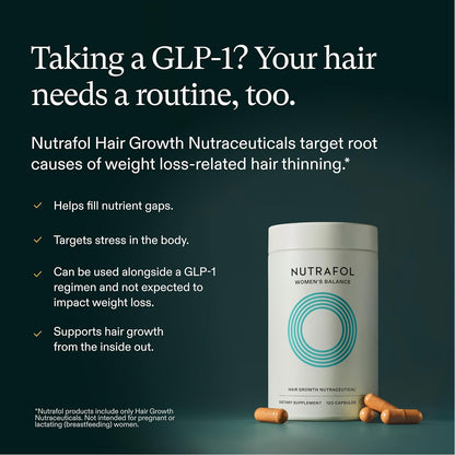 Nutrafol Women's Balance Hair Growth Supplements, Ages 45 and Up, Clinically Tested for Visibly Thicker Hair and Scalp Coverage, Dermatologist Recommended - 1 Month Supply