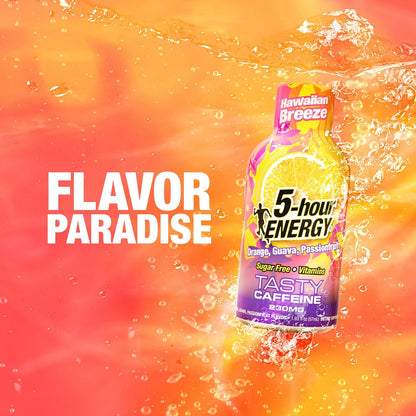 5-hour ENERGY HAWAIIAN BREEZE Flavor, 30 Count, 1.93 Fl Oz Energy Shot, Extra Strength, Amino Acids, B Vitamins, Sugar Free and Zero Calories
