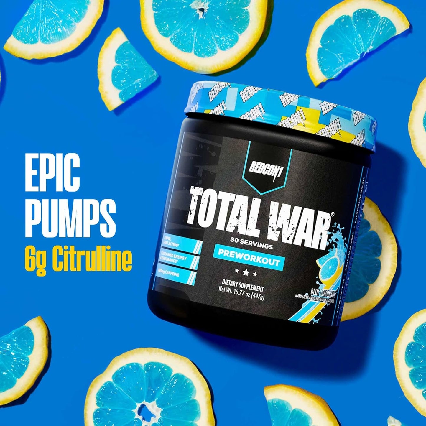 REDCON1 Total War Pre Workout Powder | Tiger's Blood | 320mg Caffeine + Citrulline Malate + Beta Alanine (30 Servings)