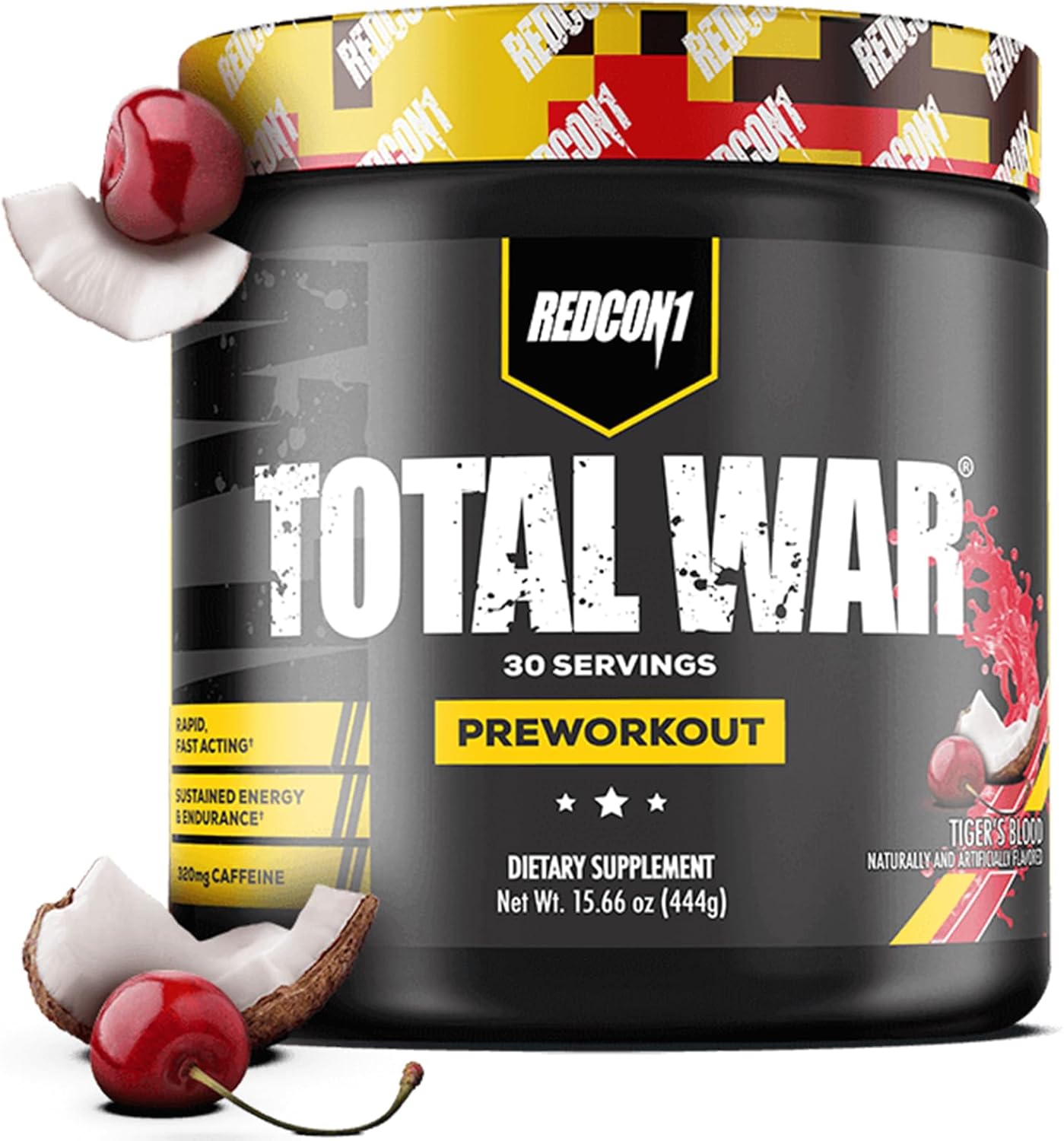 REDCON1 Total War Pre Workout Powder | Tiger's Blood | 320mg Caffeine + Citrulline Malate + Beta Alanine (30 Servings)