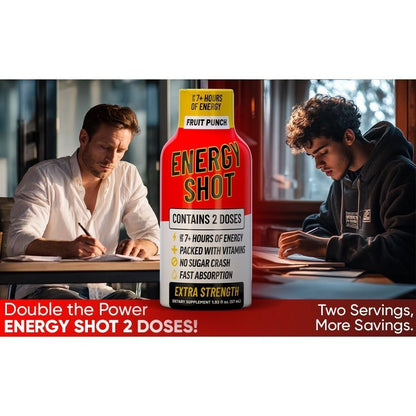 Fruit Punch Extra Strength Energy Shot 48 pk – 260mg Natural Caffeine B12 B6 – Energy & Focus Support – 2 Servings Sugar Free Zero Calorie Green Tea B-Vitamins Electrolytes Vegan – 1.93 fl oz