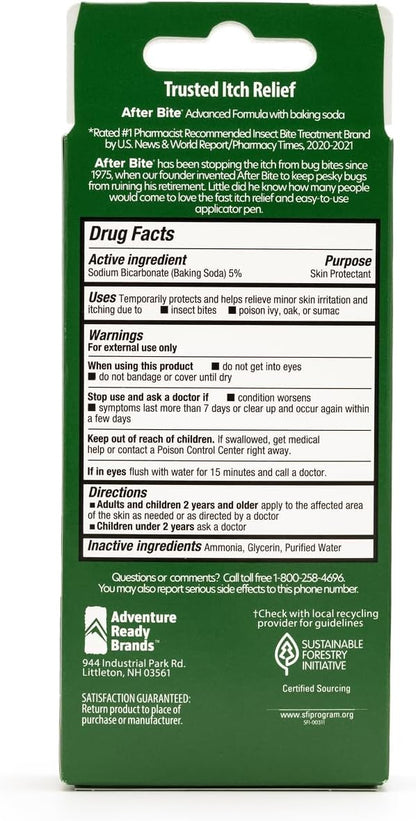 After Bite Advanced Formula - Itch Relief with Sodium Bicarbonate - Ideal for Mosquito & Fire Ant Bites, Bees & More - Portable Pen Applicator - 0.5 oz (4 Pack)