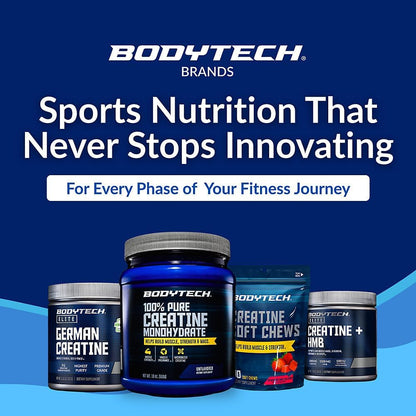 BodyTech Creatine Monohydrate Powder, Unflavored Micronized Creatine Formula for Men and Women, 5g per Serving, Pre Workout & Post Workout Supplement, Gluten Free, Sugar Free, 18 Oz, 102 Servings