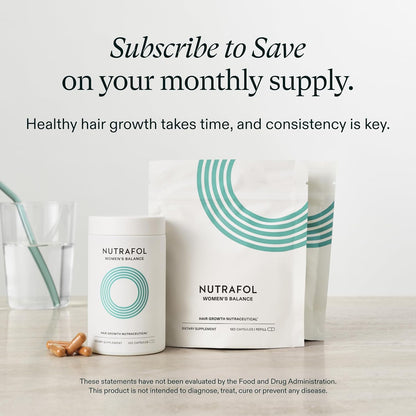 Nutrafol Women's Balance Hair Growth Supplements, Ages 45 and Up, Clinically Tested for Visibly Thicker Hair and Scalp Coverage, Dermatologist Recommended - 1 Month Supply
