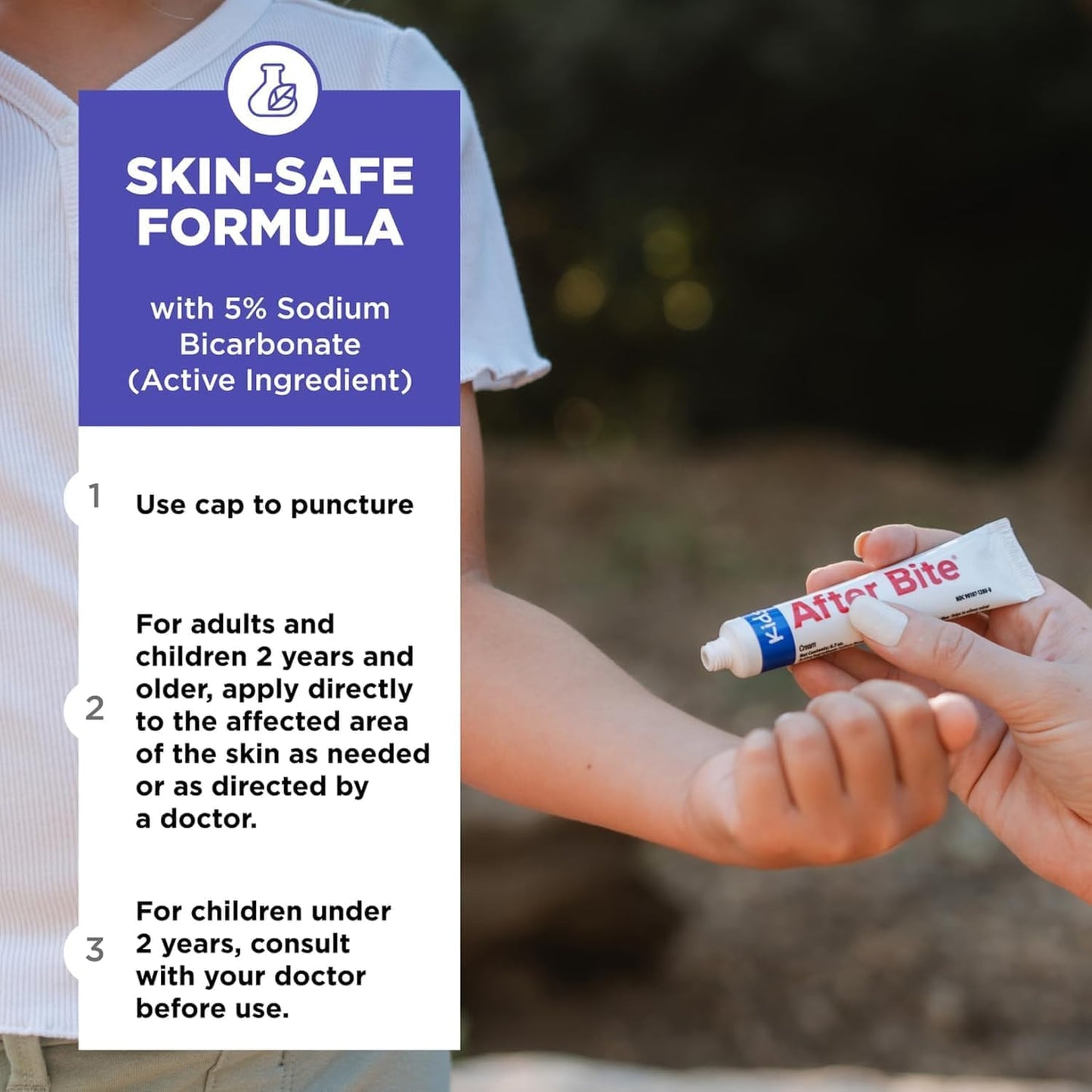 After Bite - Bug Bite Itch Relief for Kids with Sodium Bicarbonate - Ideal for Mosquito Bites, Fire Ant, Bees & More - Portable Cream Formula - 0.7 oz (3 Pack)