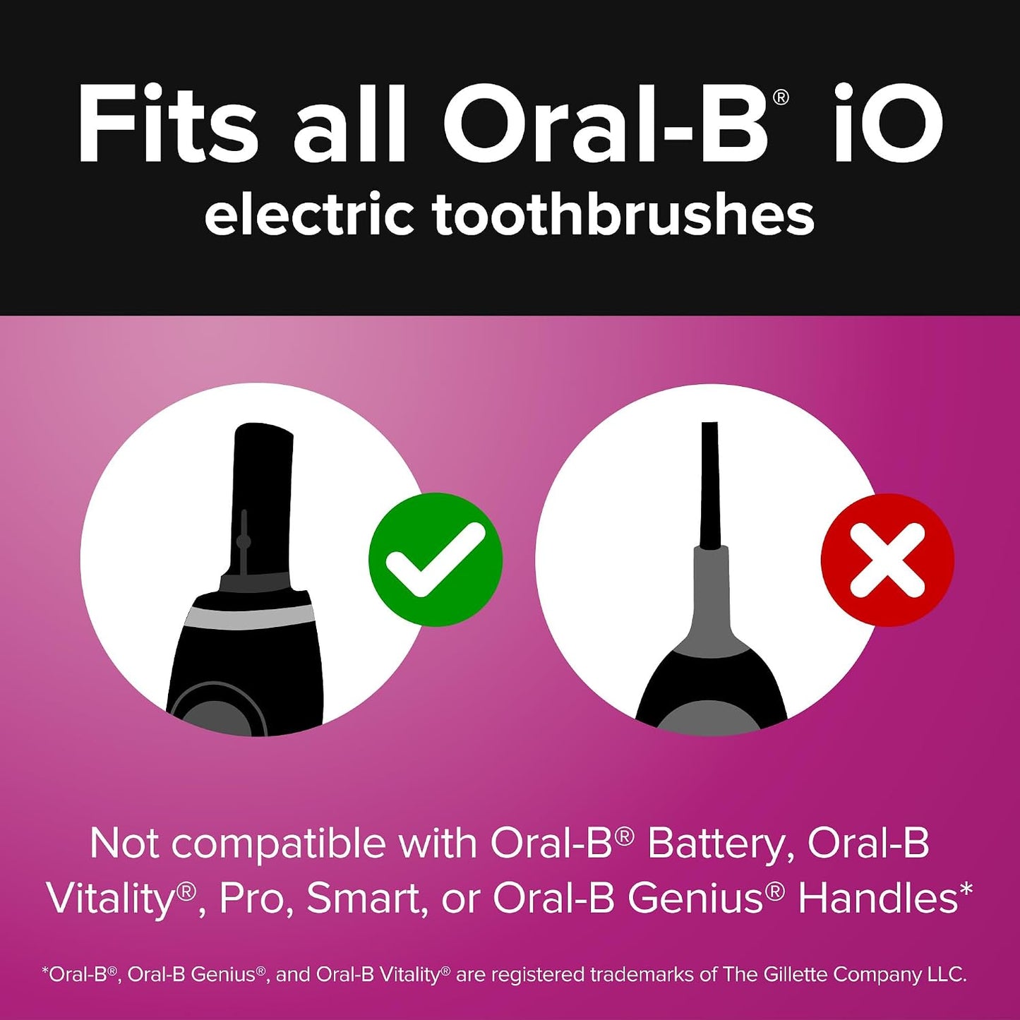 Reach Sensitive Replacement Toothbrush Heads, Black, 2 Ct, Fits All Oral-B iO Electric Toothbrushes, Gentle Triple-Action Ultra-Soft Bristles to Polish Away Stains, Remove Plaque, Care for Gums