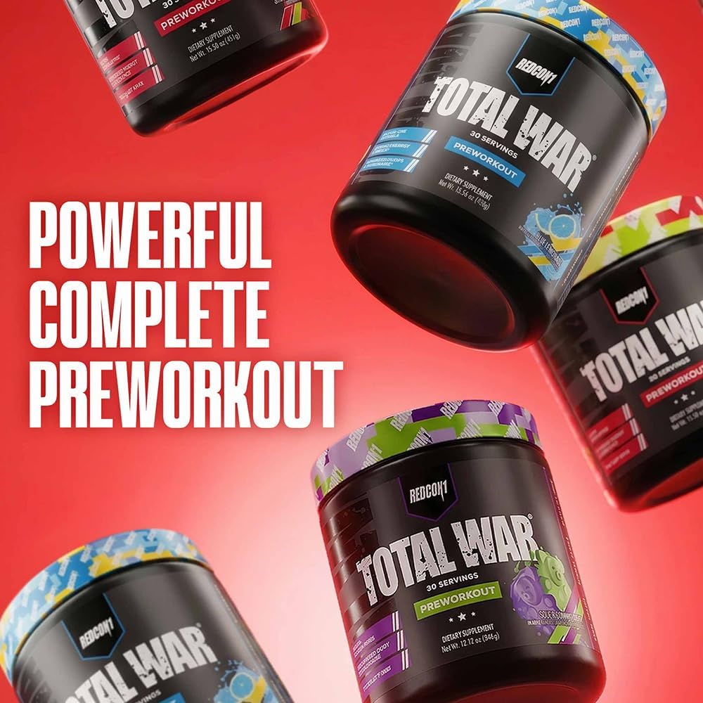 REDCON1 Total War Pre Workout Powder | Tiger's Blood | 320mg Caffeine + Citrulline Malate + Beta Alanine (30 Servings)