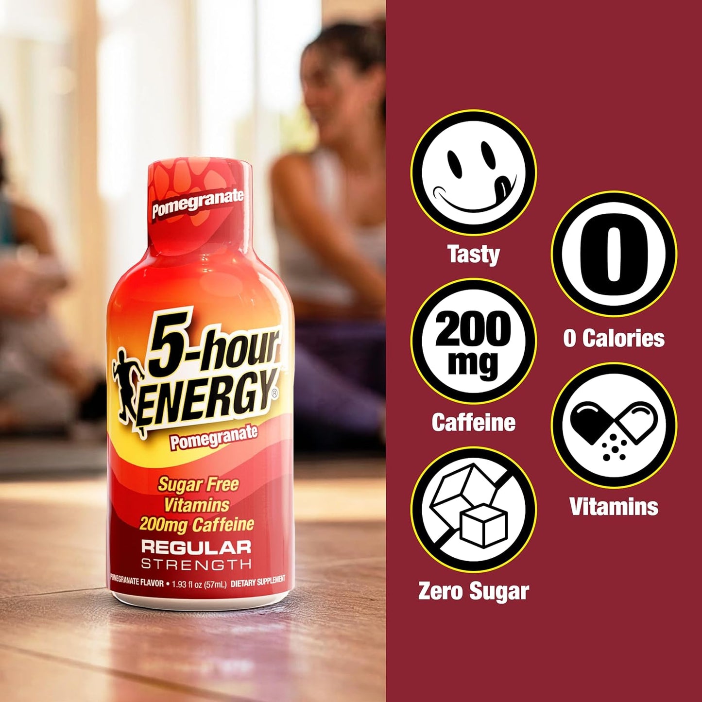 5-hour ENERGY POMEGRANATE Flavor, 20 Count, 1.93 Fl Oz Energy Shot, Regular Strength, Amino Acids, B Vitamins, Sugar Free and Zero Calories
