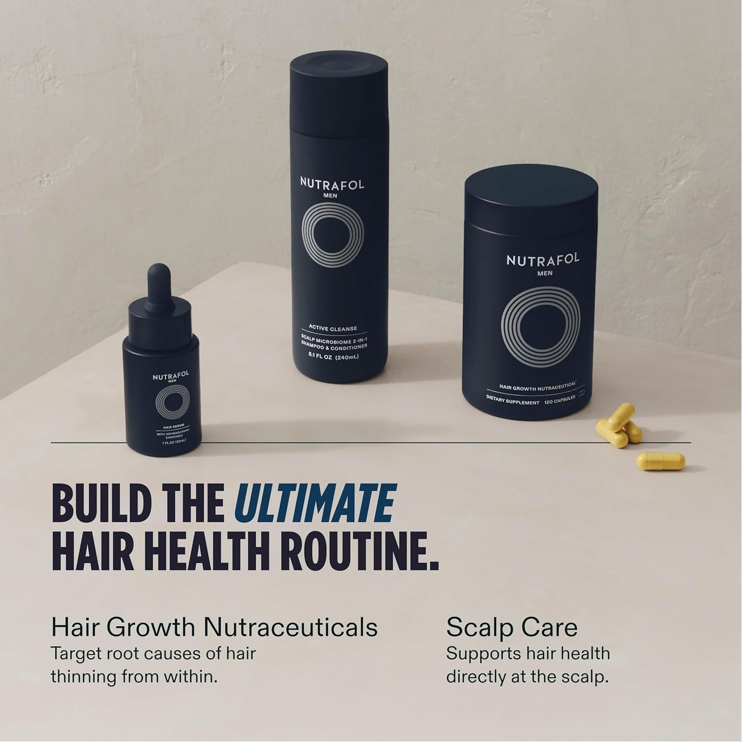 Nutrafol Men's Hair Growth Supplements, Clinically Tested for Visibly Thicker Hair and Scalp Coverage, Dermatologist Recommended - 1 Month Supply