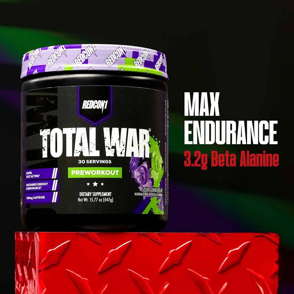 REDCON1 Total War Pre Workout Powder | Tiger's Blood | 320mg Caffeine + Citrulline Malate + Beta Alanine (30 Servings)