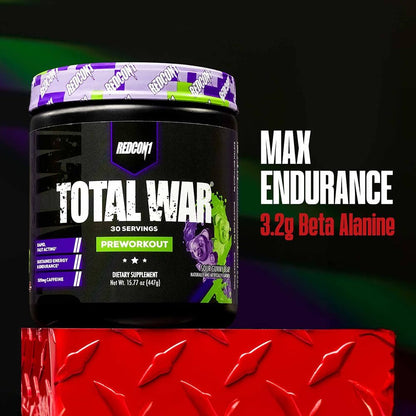 REDCON1 Total War Pre Workout Powder | Tiger's Blood | 320mg Caffeine + Citrulline Malate + Beta Alanine (30 Servings)