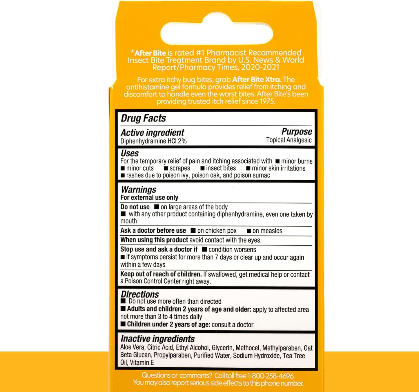 After Bite Xtra Formula - Itch Relief with Diphenhydramine HCl - Ideal for Mosquito & Fire Ant Bites, Bees & More - Portable Gel Formula - 0.7 oz (4 Pack)