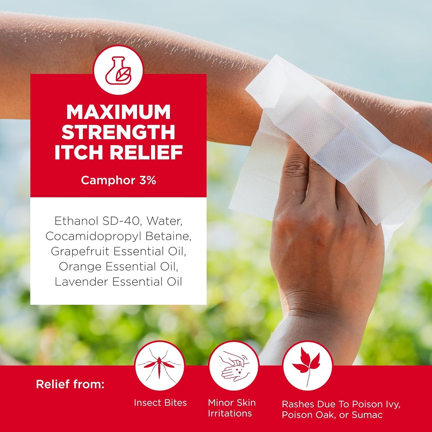 After Bite Ivy Relief & Treatment Wipes - Fast Itch Care for Poison Ivy Encounters - All-Purpose Outdoor for Emergencies - On-the-Go Portable - Camping & Hiking Essentials