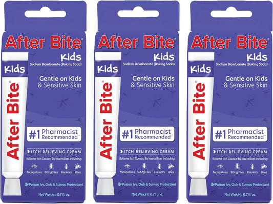 After Bite - Bug Bite Itch Relief for Kids with Sodium Bicarbonate - Ideal for Mosquito Bites, Fire Ant, Bees & More - Portable Cream Formula - 0.7 oz (3 Pack)