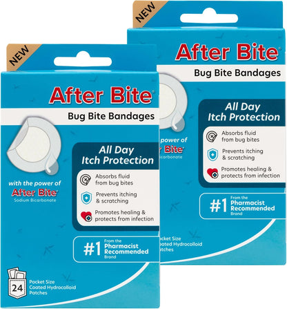 After Bite Bug Bite Bandages - Insect Bite Bandages with Sodium Bicarbonate - All-Day Itch Protection - 24 Ct (2 Pack)