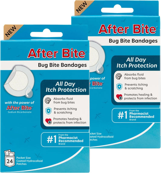 After Bite Bug Bite Bandages - Insect Bite Bandages with Sodium Bicarbonate - All-Day Itch Protection - 24 Ct (2 Pack)